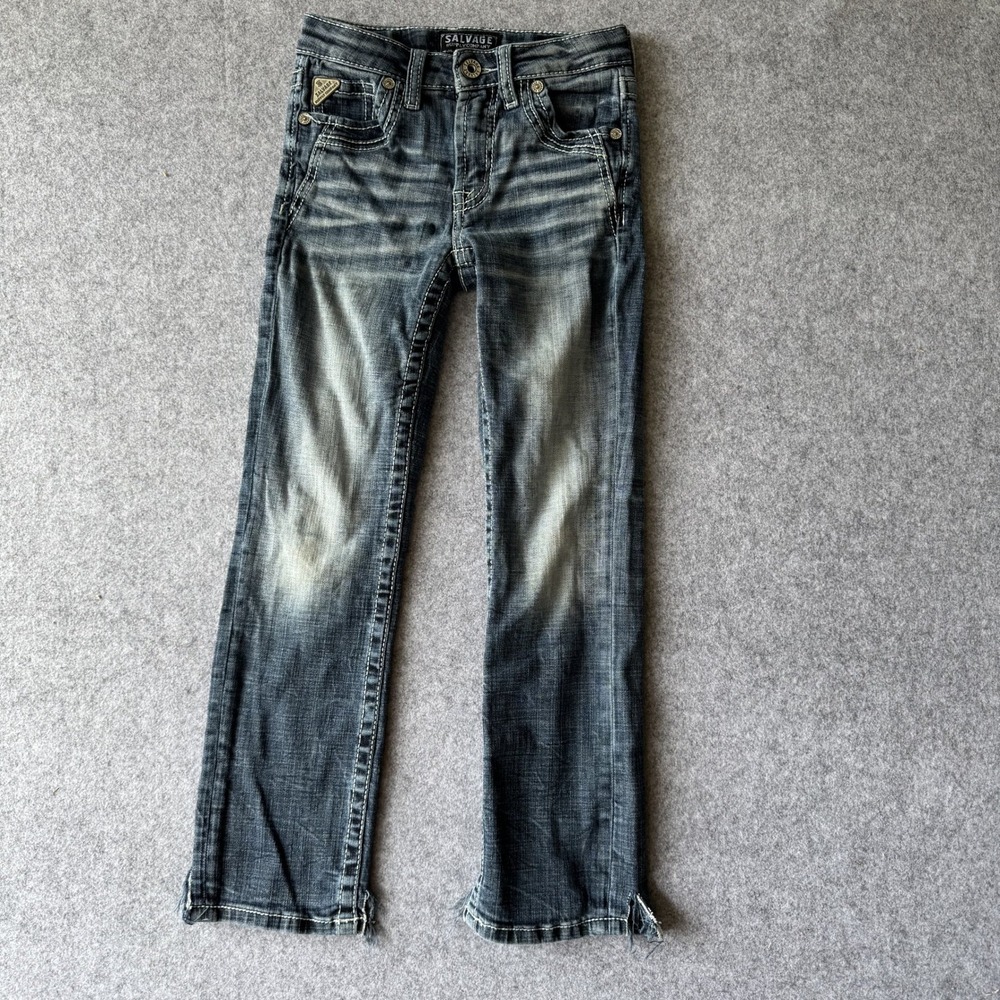 Salvage Reckless Straight Jeans Youth 8 Blue Distressed Buckle Exclusive